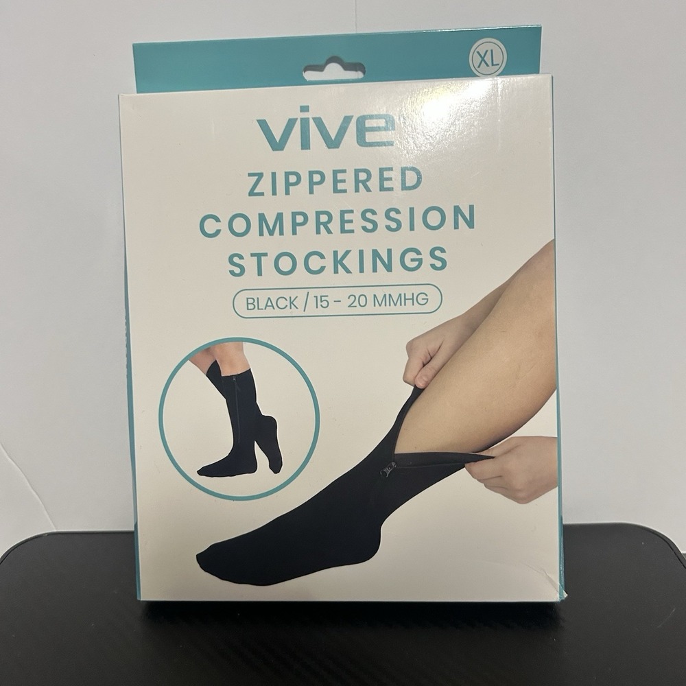 Vive Blk Compression Socks for Men & Women Medical Travel 15-20MMHG Size XL NWT